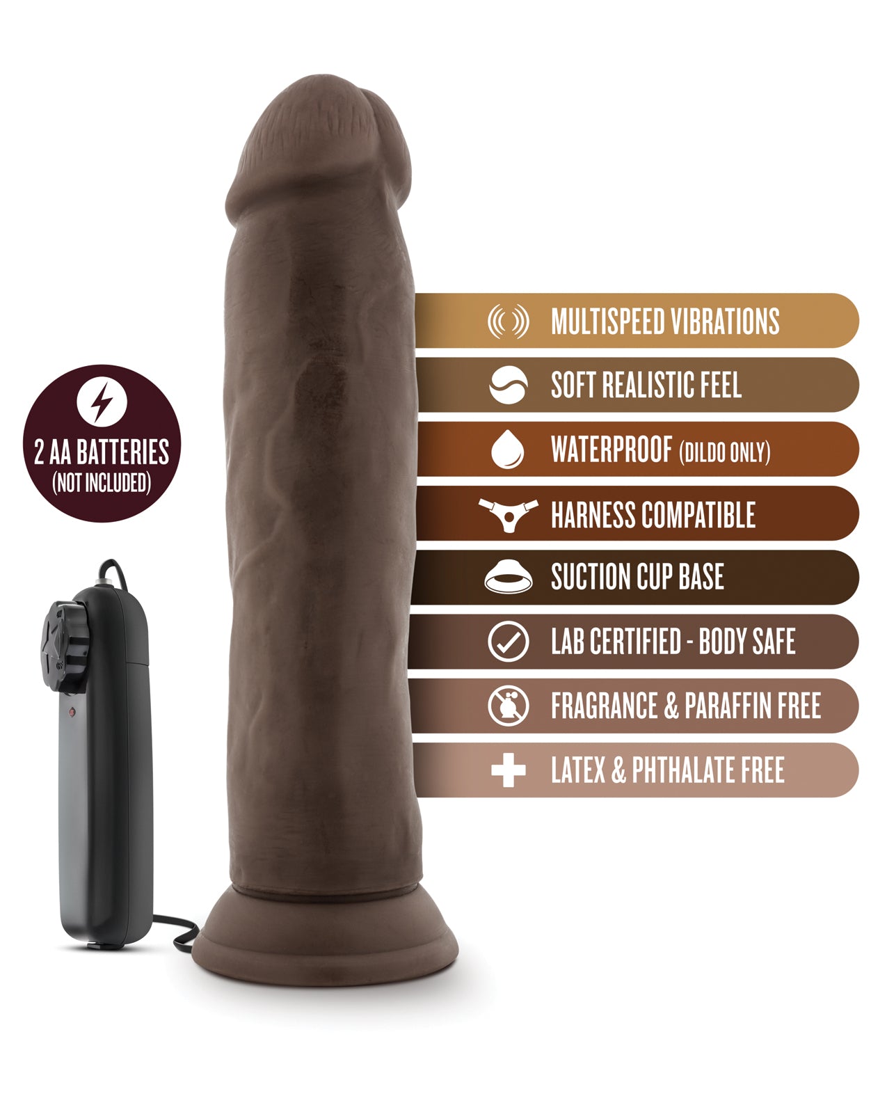 Dr. Skin Dr. Throb Realistic Vibrating Dong with Suction Cup - Chocolate
