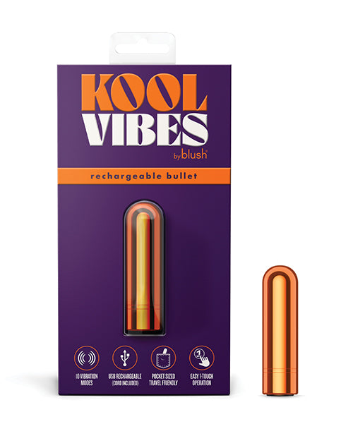 Kool Vibes Stimulators Mini Rechargeable Bullet Vibrator in Tangerine with 10 Vibration Modes for Targeted Clitoral Stimulation