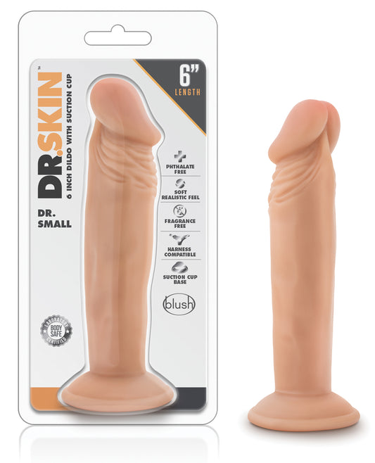 Dr. Skin Dildo Realistic 6 Inch Vanilla with Suction Cup for Hands-Free and Harness Play