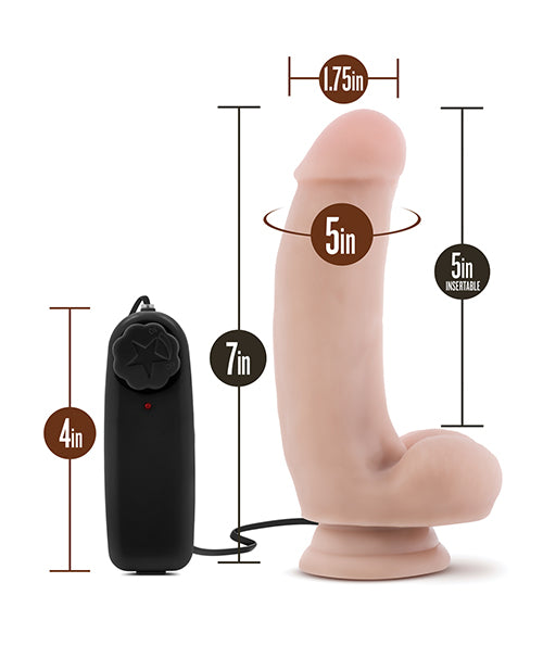 Quarterback 7 Inch Vibrating Realistic Dildo with Suction Cup – Vanilla