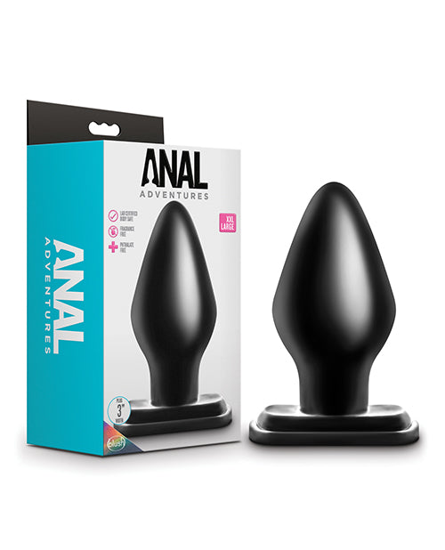 Anal Adventures black anal plug with thick girth and tapered tip for intense stretching and advanced anal pleasure