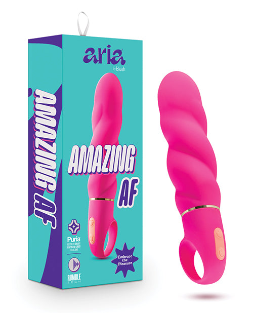 Aria Vibrator Swirled Silicone 10 Vibration Functions Waterproof Grip Handle for Personal Pleasure