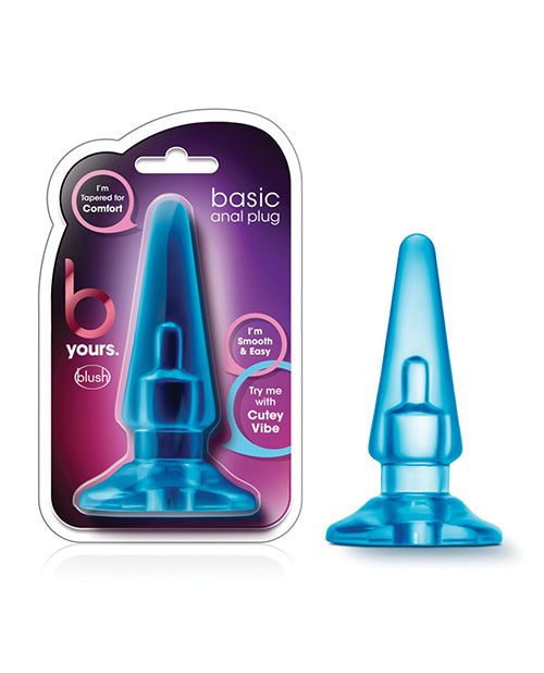 B Yours Anal Plug Blue Silicone Tapered Tip Easy-Grip Base for Beginner-Friendly Anal Play