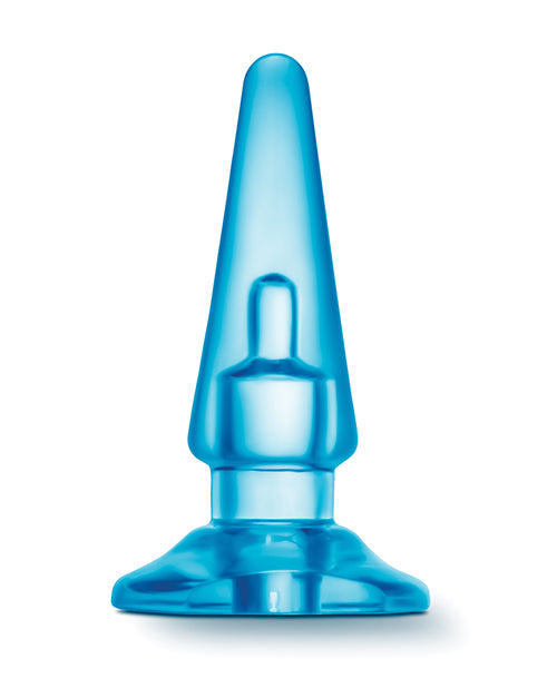 Blue Silicone Anal Plug with Tapered Tip and Vibe Compatibility