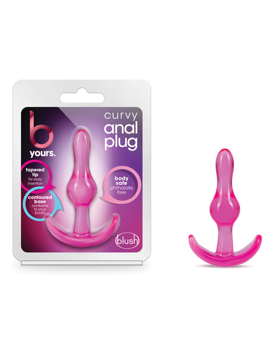 B Yours Anal Plug Slim Pink Tapered Wavy Design for Comfortable Beginner Anal Play