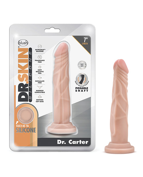 Blush Dr. Skin dildo realistic posable shaft with suction cup for lifelike solo or strap-on pleasure