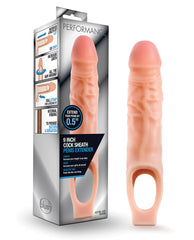 Performance penis extender soft lifelike cock sheath with internal ribbing and ball strap for secure fit and enhanced girth