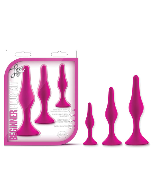 Luxe Anal Products Pink Beginner Plug Kit Tapered Silicone Design for Safe and Comfortable Anal Training