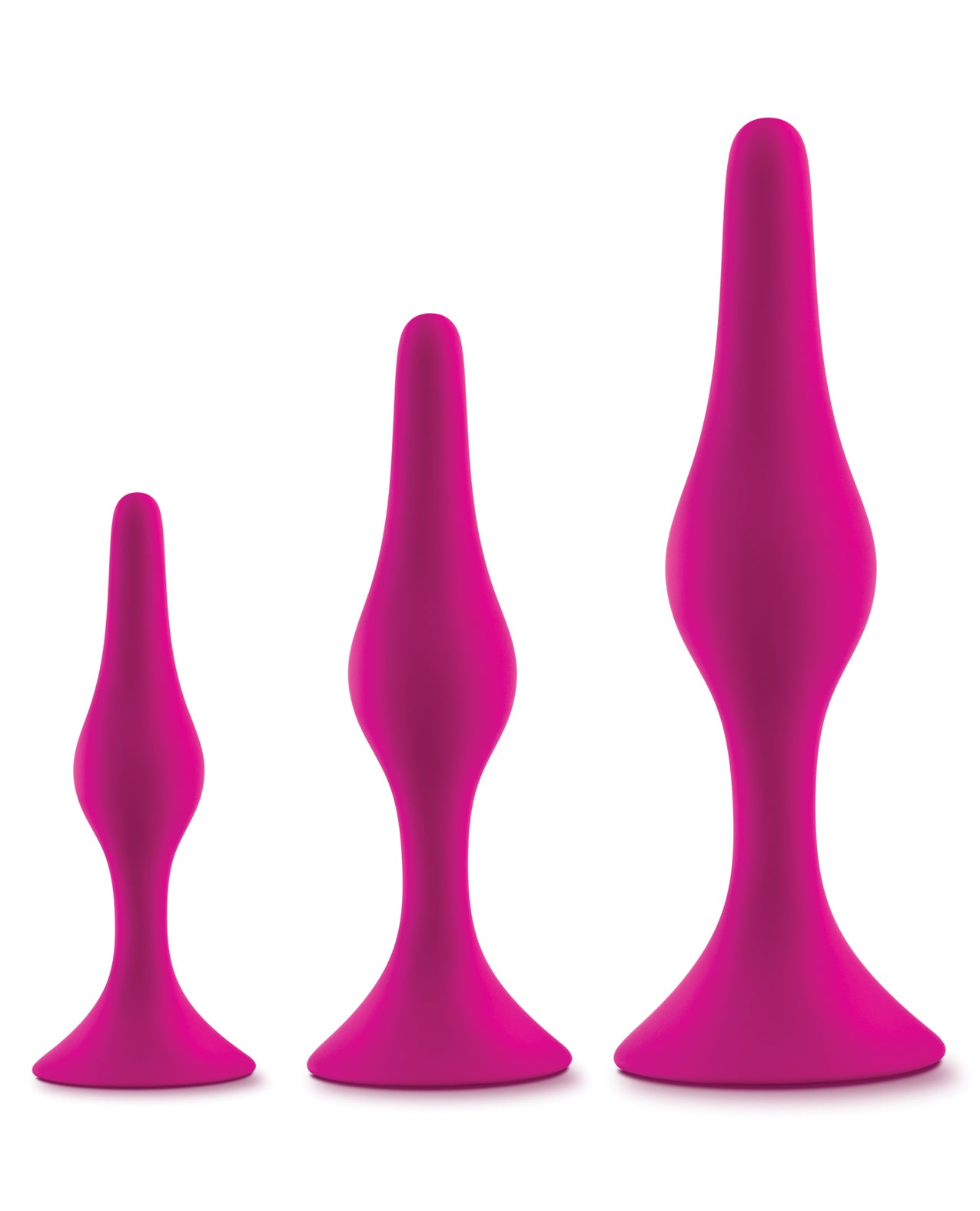 Blush Luxe Beginner Butt Plug Kit – 3 Silicone Plugs (Small/Medium/Large) in Pink