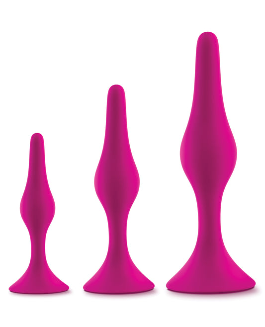 Blush Luxe Beginner Butt Plug Kit – 3 Silicone Plugs (Small/Medium/Large) in Pink