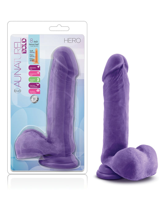 Au Naturel Dildo Realistic Sensa Feel FlexiShaft Design in Purple for Lifelike Pleasure