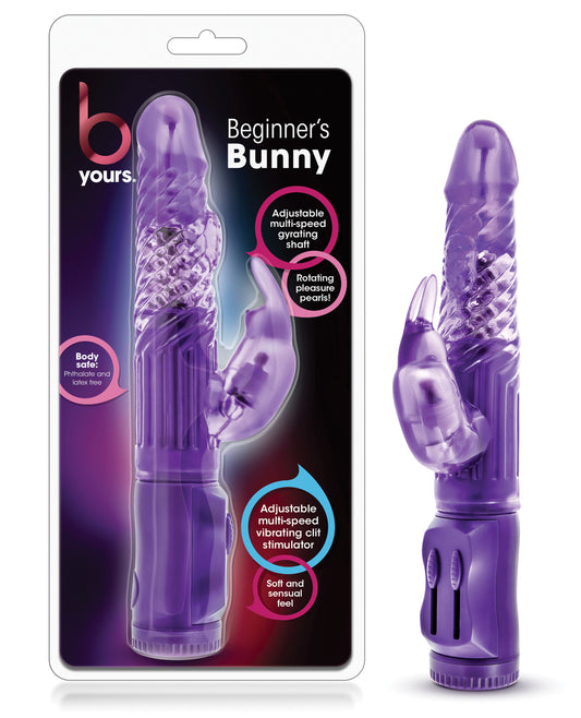 B Yours Rabbit Vibrator Compact Purple Rotating Beads Clitoral Stimulating Ears for Beginner Women