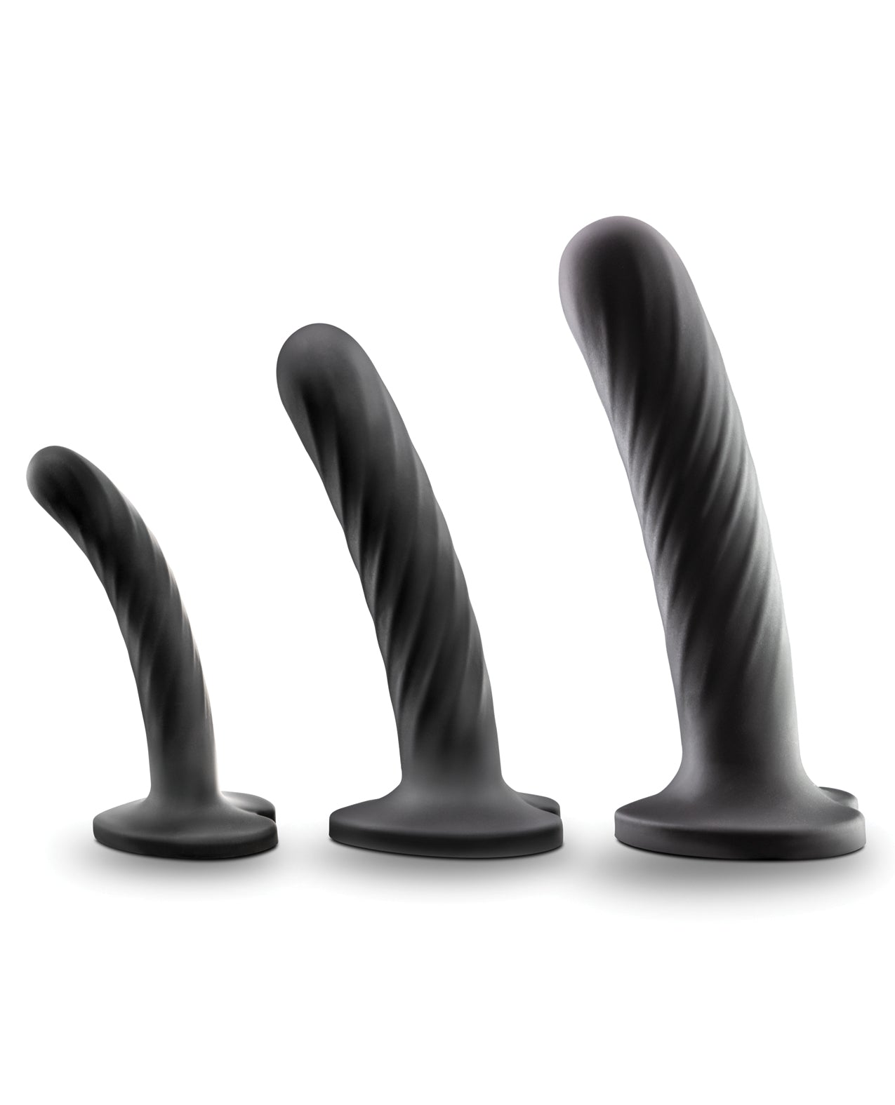 Temptasia Twist Kit Black Set of 3 Silicone Strap On Dildos