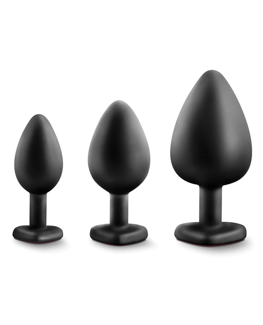 Luxe Black Anal Training Plug Set with Red Gem Detail