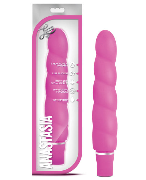 Luxe Vibrator Pink Silicone with Spiral Texture and Satin Finish for Personal Pleasure