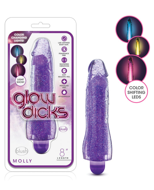 Glow Dicks Vibrator Glitter Finish Color-Changing LED Lights for Playful Intimate Pleasure