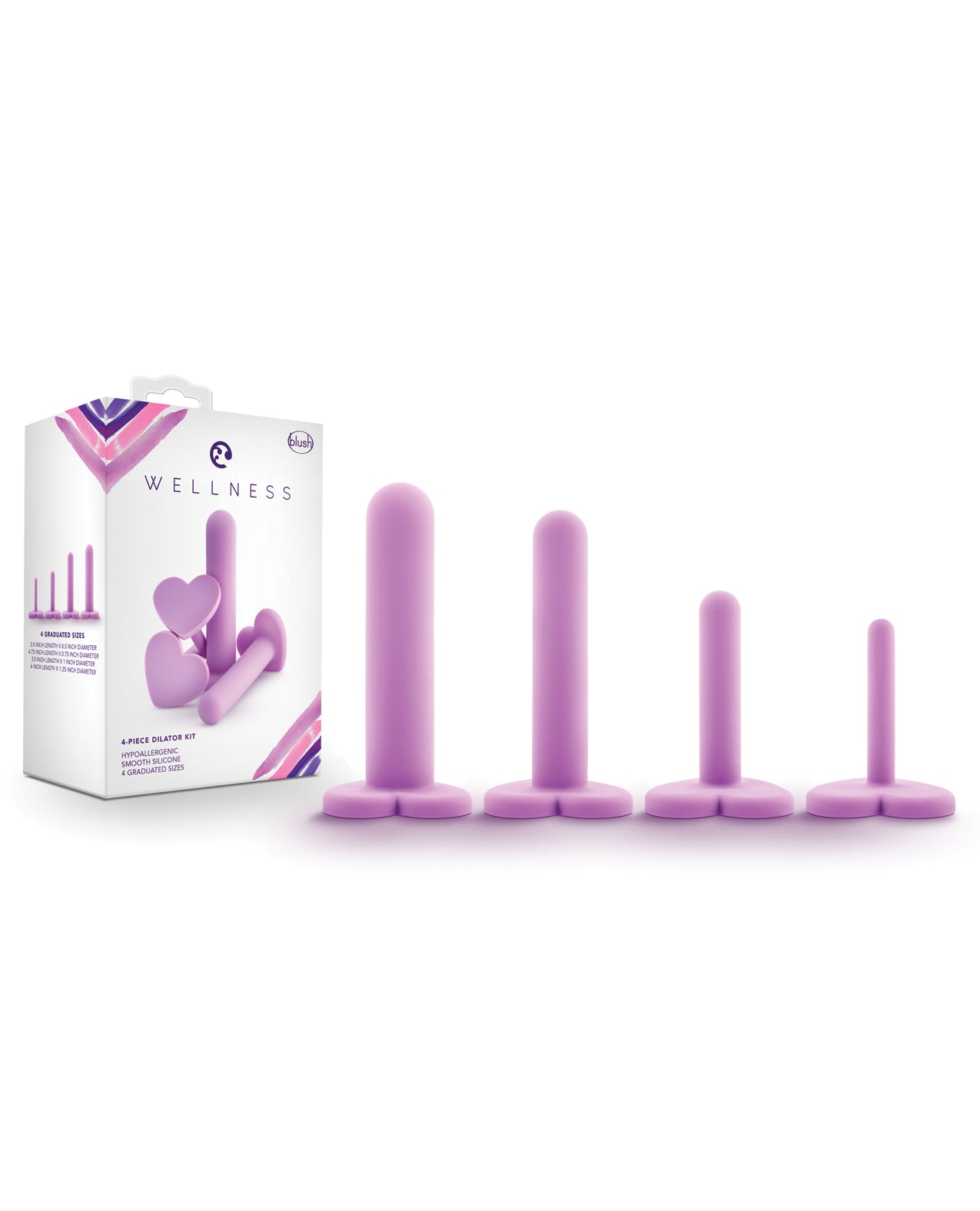 Wellness Silicone Vaginal Dilator Set Heart-Shaped Bases Rounded Tip for Gentle Pelvic Therapy