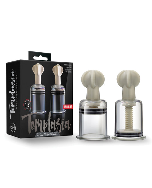 Temptasia Stimulators Clear Large Twist Suckers Adjustable Design for Clit and Nipple Sensitivity