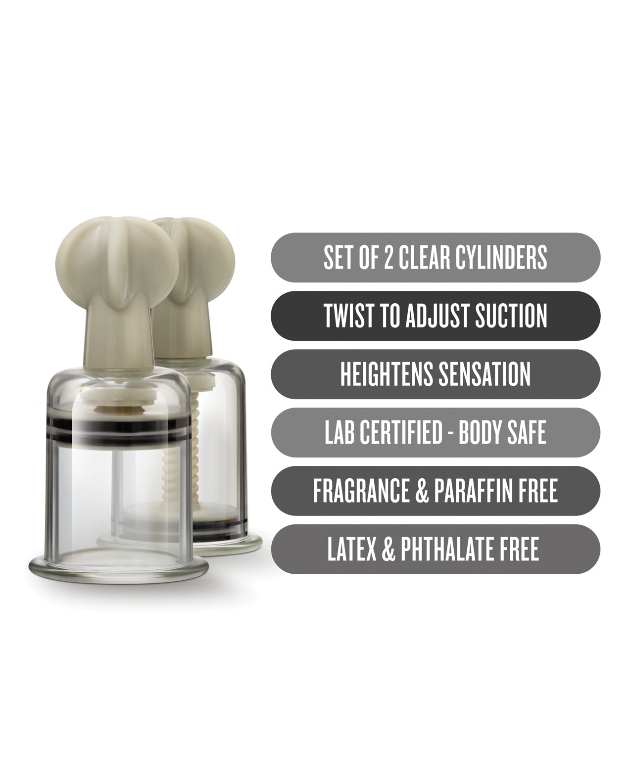Temptasia Clit & Nipple Large Twist Suckers Set of 2 – Clear Acrylic Stimulators