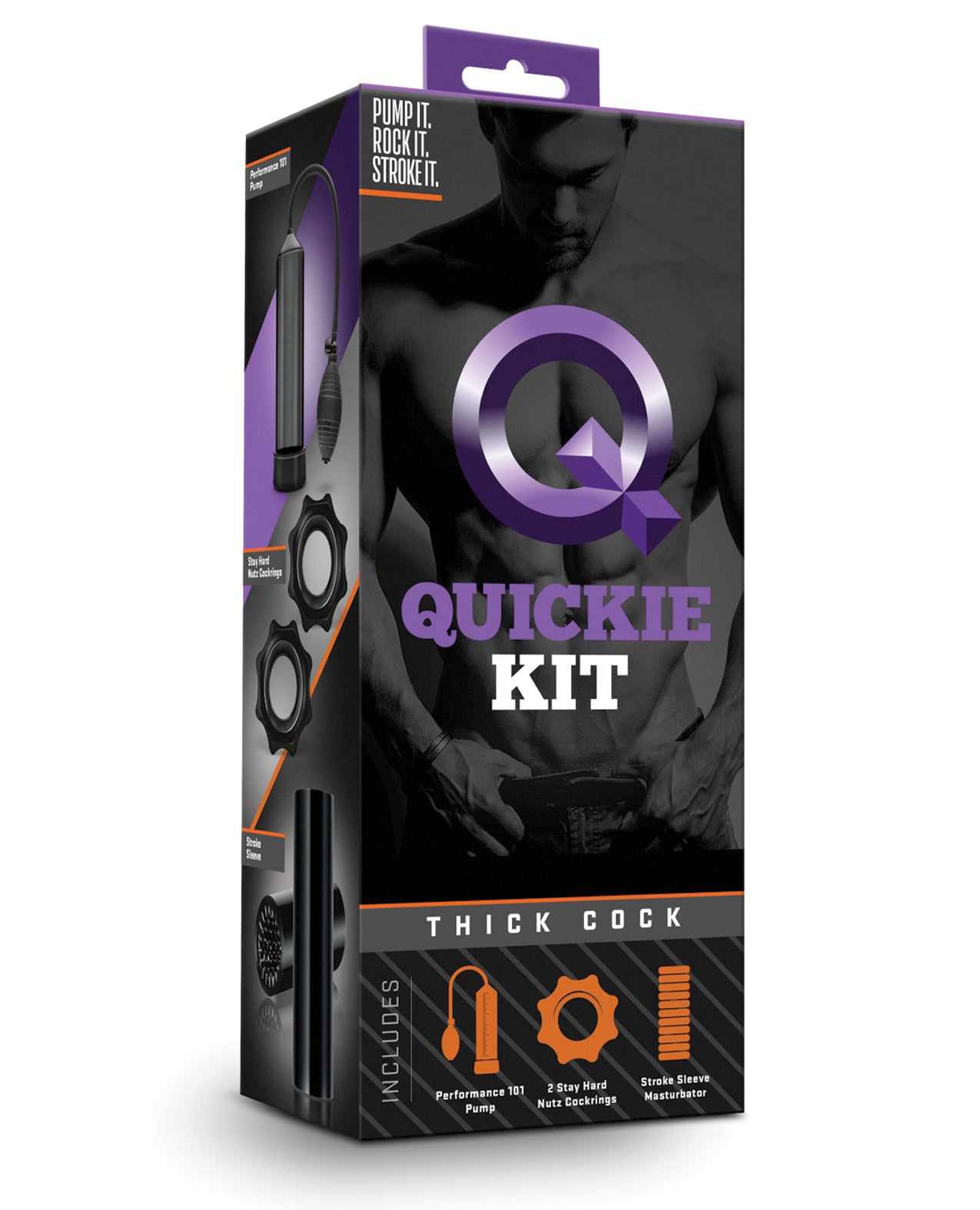 Quickie Kit Stimulators Penis Pump Textured Stroke Sleeve and Cock Rings for Versatile Male Stimulation