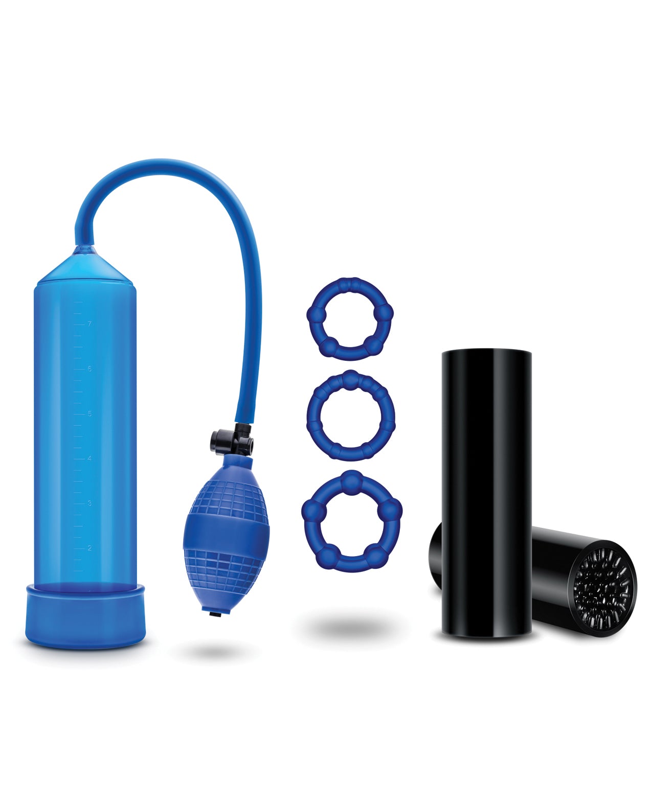 Blush Quickie Kit - Go Big Complete Sensation Stimulator Set with Pump, Sleeve & Rings