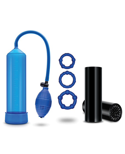 Blush Quickie Kit - Go Big Complete Sensation Stimulator Set with Pump, Sleeve & Rings