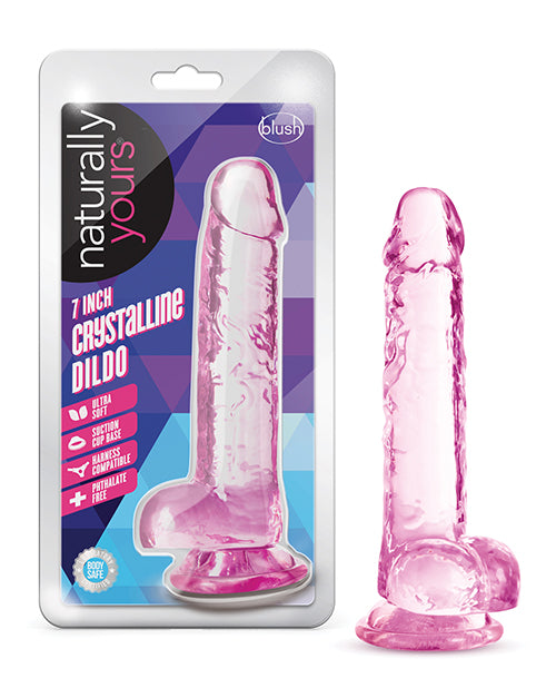 Naturally Yours Dildo 7-Inch Realistic Crystalline Rose with Suction Cup Base for Lifelike Sensation