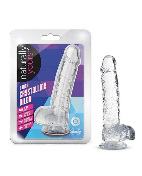 Naturally Yours Dildo Crystal Clear 6 Inch Suction Cup Harness Compatible for Lifelike Solo or Partner Play