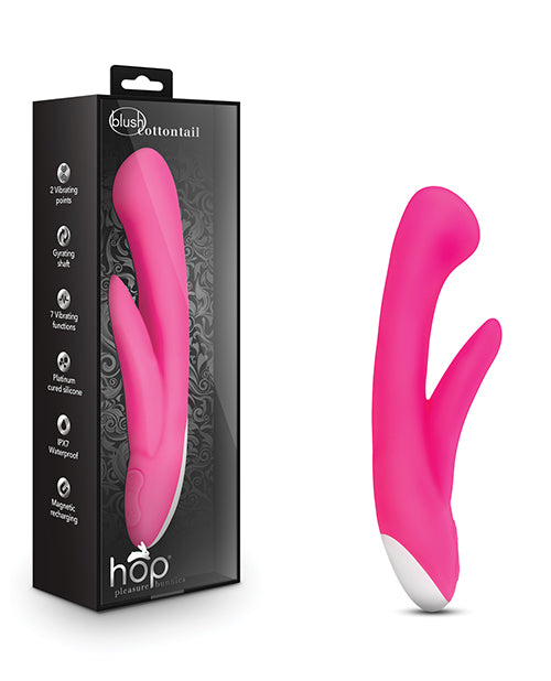 Hop Vibrator Hot Pink Dual Motor Gyrating Shaft Waterproof Design for G Spot and Clitoral Stimulation
