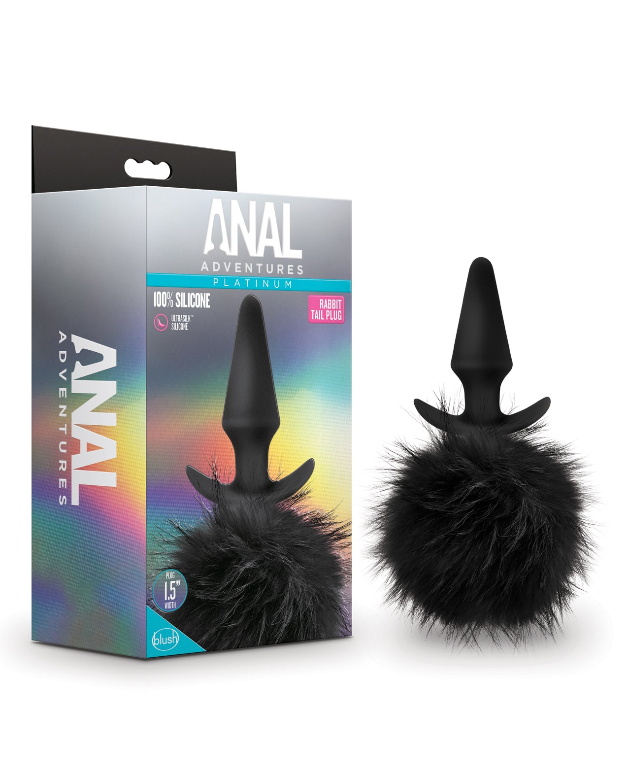 Anal Adventures Rabbit Tail Anal Plug Smooth Silicone Removable Faux-Fur Tail for Playful Sensation