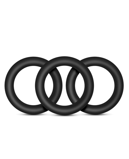 Performance VS2 Premium Silicone Cockrings, Stretchy Set of 3 - Black