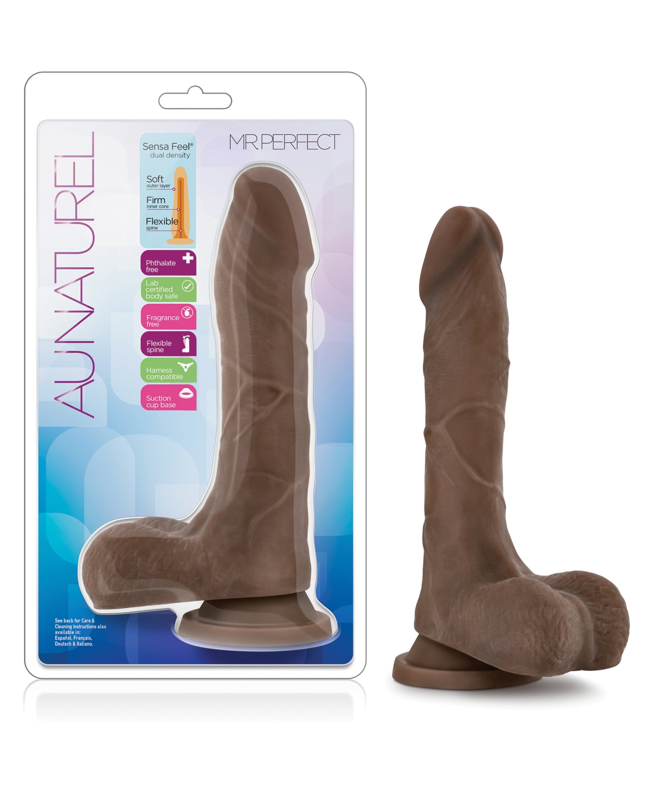 Au Naturel Dong & Dildo Dual Density Flexible Spine Harness Compatible for Realistic Body-Safe Sensation
