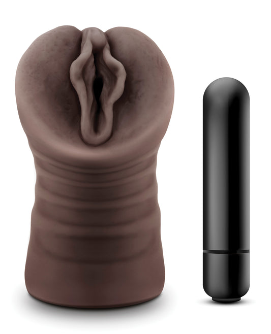 Hot Chocolate Alexis Real-Feel Vibrating Masturbator in Chocolate