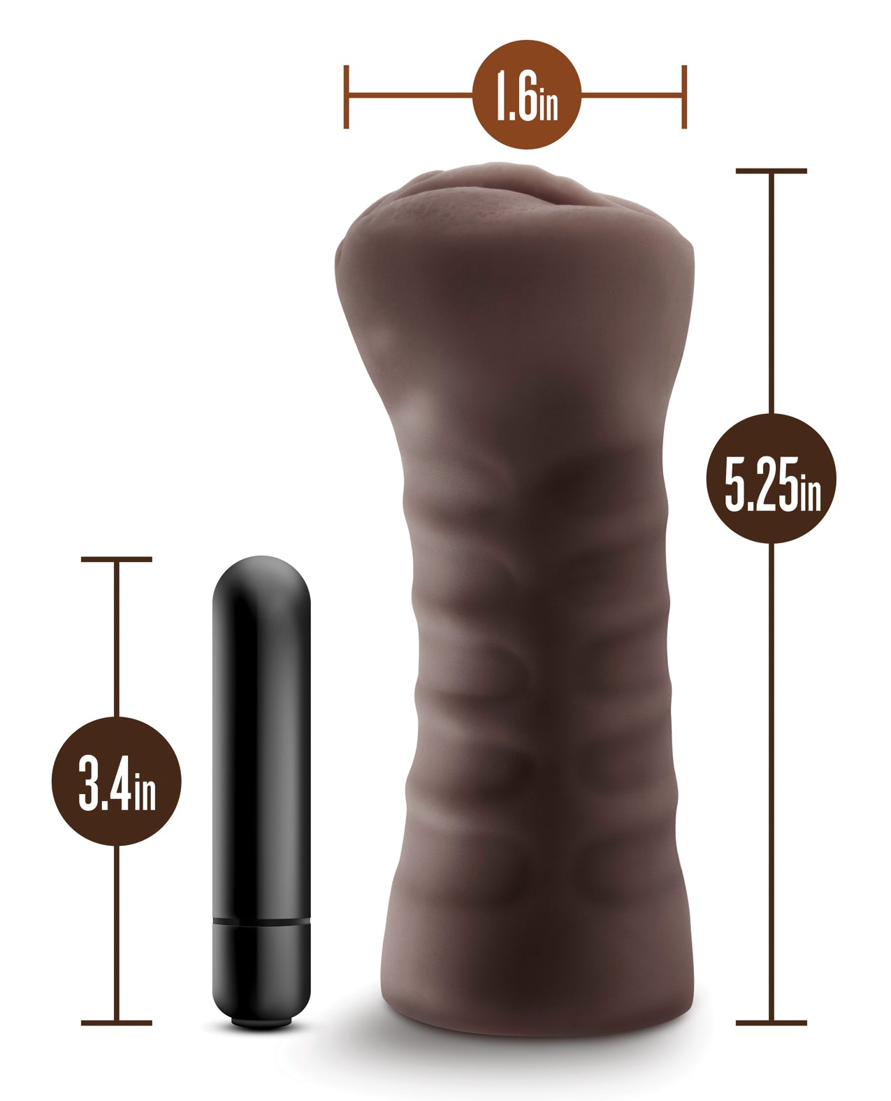 Hot Chocolate Alexis Real-Feel Vibrating Masturbator in Chocolate