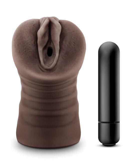 Realistic Chocolate Masturbator with Vibrating Bullet – Hot Chocolate Brianna