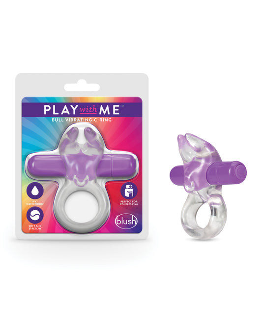 Play With Me Penis Enhancement Vibrating C-Ring with Rabbit Ears in Purple for Extended Pleasure