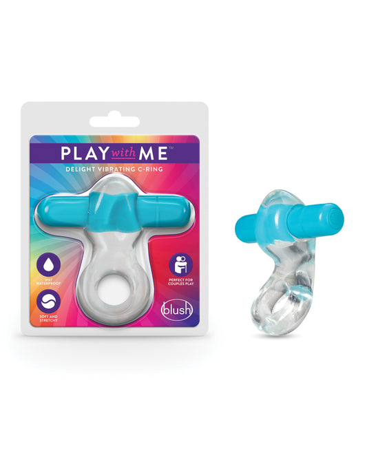 Play With Me Vibrating C-Ring Blue Smooth Texture with 1-Speed Bullet for Enhanced Intimacy and Prolonged Pleasure