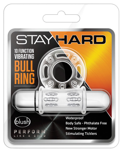 Stay Hard Stimulators Vibrating Bull Ring 10 Function Waterproof Cock Ring for Enhanced Sensations