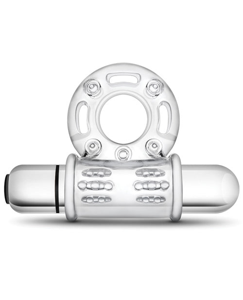 Blush Stay Hard 10 Function Vibrating Bull Ring Cock Ring Stimulator - Clear