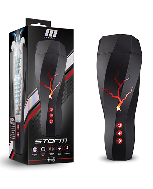 M for Men Suction Masturbator Cup Ribbed Texture Vibration and Audio Feature for Immersive Stimulation