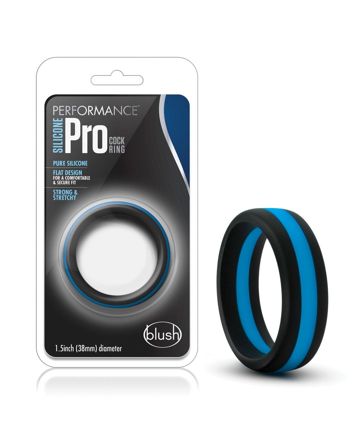 Blush Performance Silicone Go Pro Cock Ring - Black/Blue