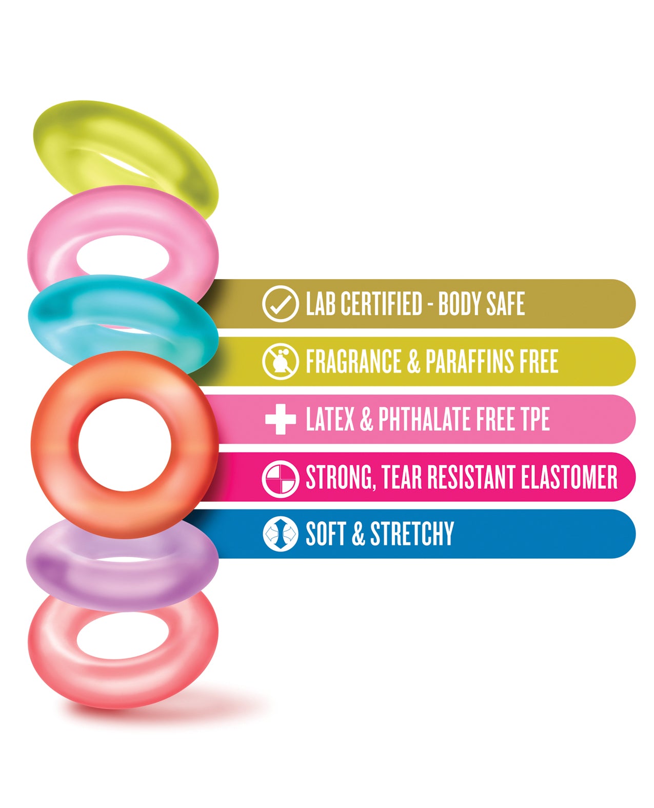 King of the Ring Set - Six Stretchy Penis Rings in Assorted Colors