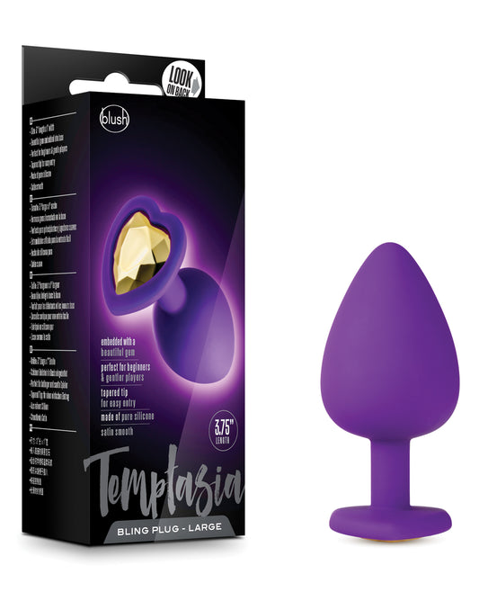 Temptasia Anal Plug Heart-Shaped Base with Purple Gem and Smooth Silicone for Safe, Pleasurable Intermediate Play
