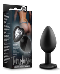 Temptasia Anal Plug Small Black with Tapered Tip and Gemmed Base for Gentle Play and Comfort