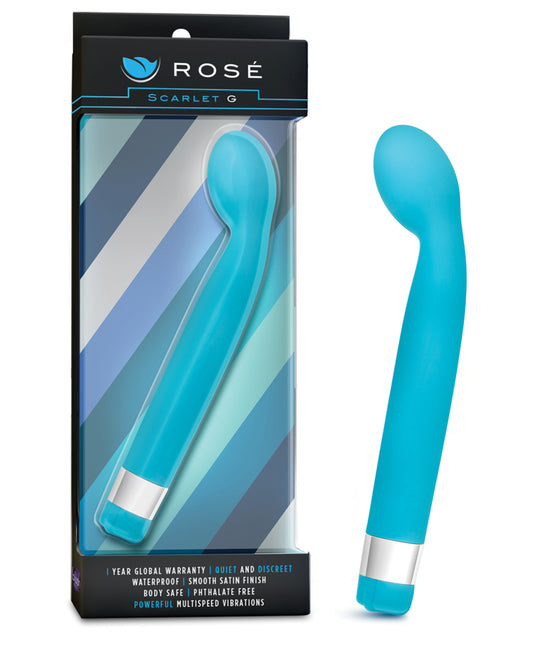 Rose Vibrator Blue Scarlet G-Spot Angled Head Waterproof Satin Finish for Enhanced Stimulation