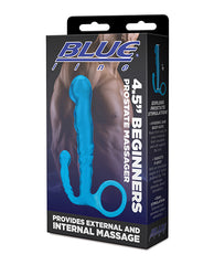 Blue Line Anal Product Seamless Jelly Prostate Massager with Perineum Stimulator for Beginner P-Spot Stimulation
