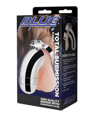 Blue Line Bondage Restraint Solid Metal Cock Cage Secure Testicle Ring for Chastity Control and BDSM Play
