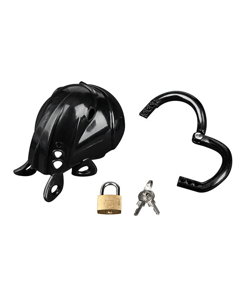 Full Restraint Silicone Cock & Balls Chastity Device with 100% Coverage in Black