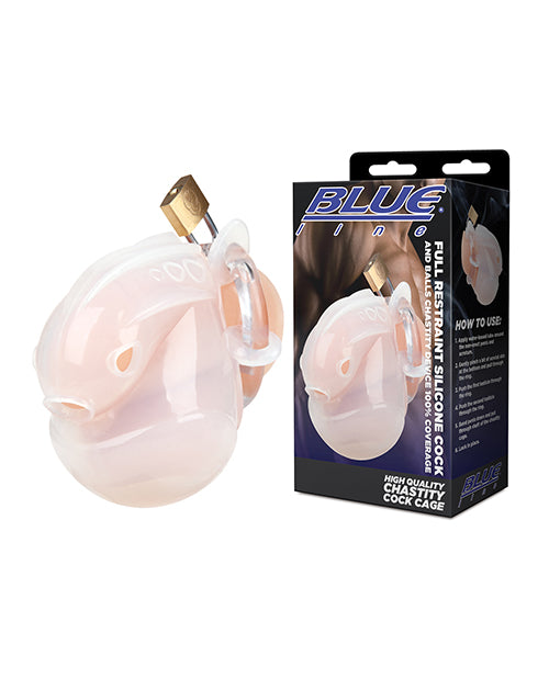 Full Coverage Silicone Chastity Device with 100% Restraint in White