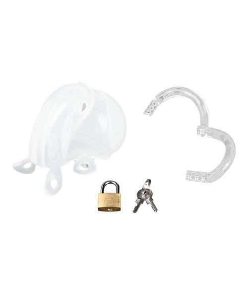 Full Coverage Silicone Chastity Device with 100% Restraint in White
